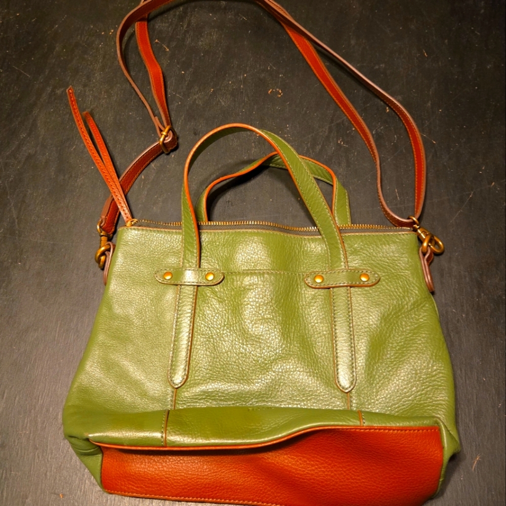 *FOSSIL Felicity Satchel Crossbody Messenger Handbag Green Leather
